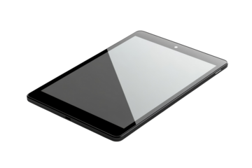 A sleek black tablet a window to digital exploration and boundless entertainment resting in on transparent background