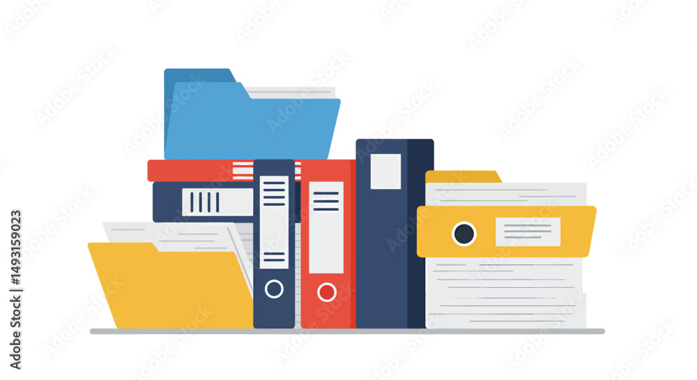 Poster stack of colorful files and folders