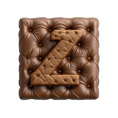 Obraz premium Luxurious upholstered headboard with tufted brown leather and large decorative letter Z design