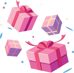 Stylish Vector Art of Floating Pink Gift Boxes