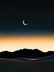 三日月の砂漠の夜