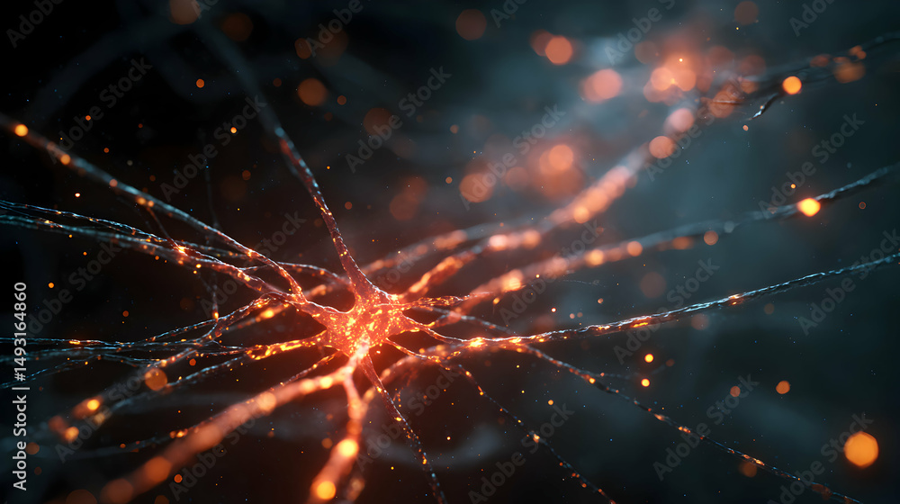Poster neural network visualization illustrating the complexities of brain connectivity and function