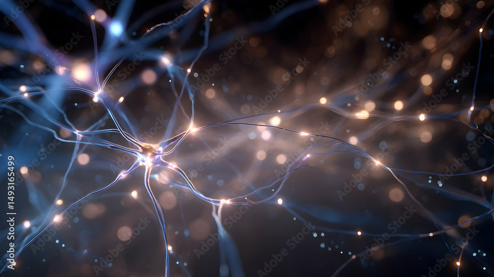 Poster abstract representation of neural networks conveying communication between the brain cells