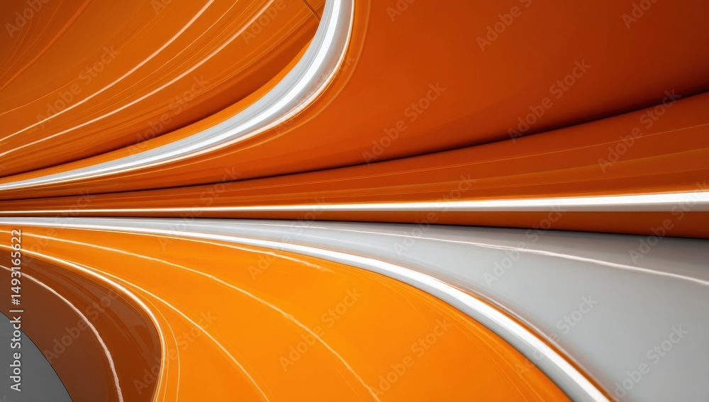 Poster abstract orange and white curved lines, ideal for modern technology and innovation presentations : g