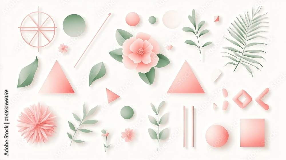 Poster geometric shapes vector design with interlocking circles, triangles, and squares in a harmonious lay