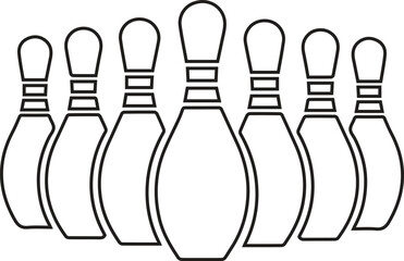 Bowling Pins Minimalist Silhouette Design Symmetrical Bowling Pins in Black and White Vector Art