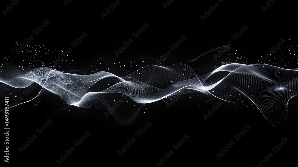 Poster minimalist technology network background with glowing data streams, interconnected lines,