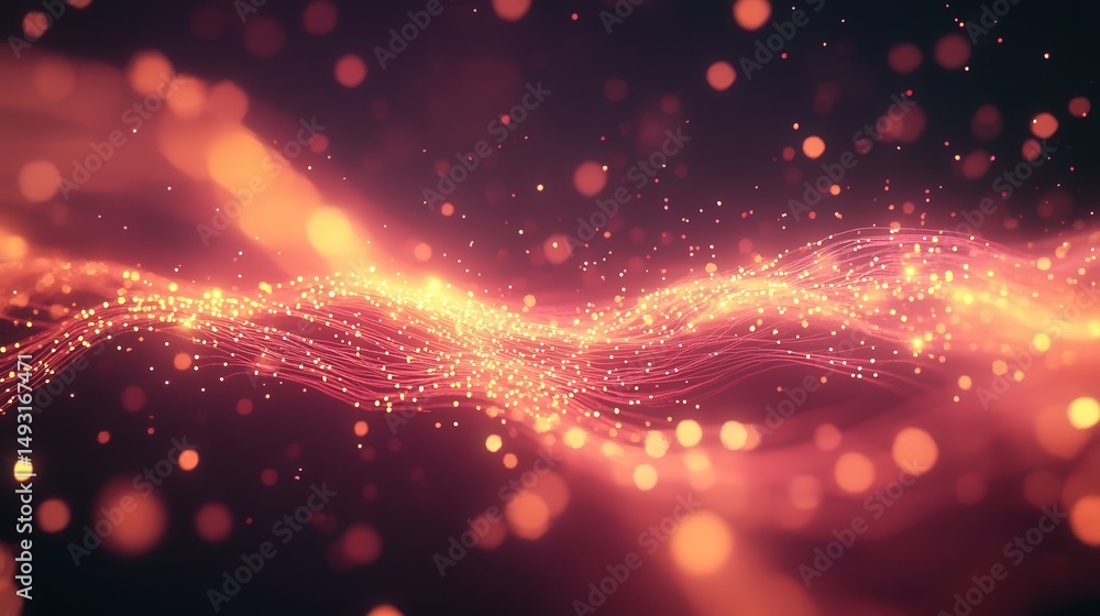 Poster minimalist technology network background with glowing data streams, interconnected lines,