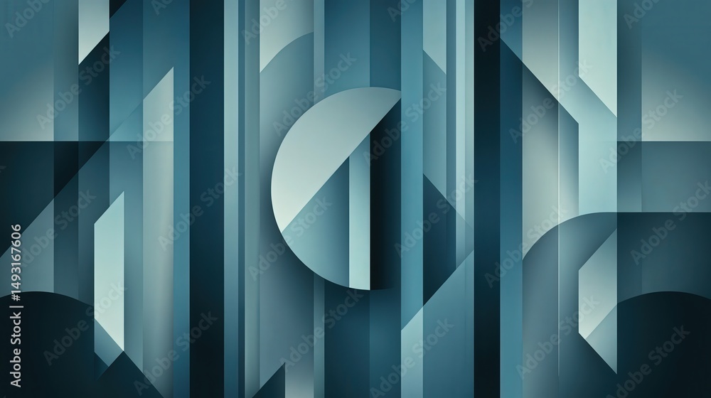 Poster geometric shapes vector design featuring clean lines and sharp-edged shapes in shades of blue and gr