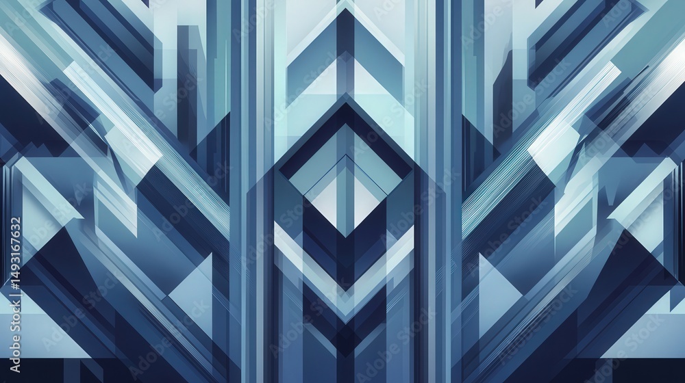 Poster geometric shapes vector design featuring clean lines and sharp-edged shapes in shades of blue and gr