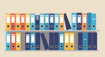 Colorful File Folders On Shelves