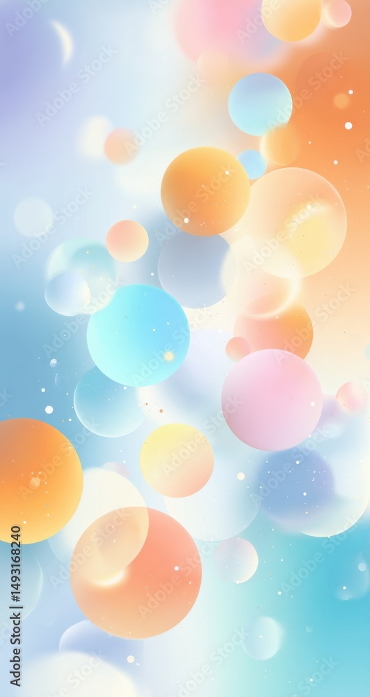 Poster pastel spheres floating in dreamy light, symbolizing serenity and creative inspiration for product p