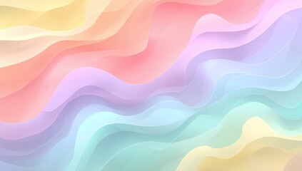 Fototapeta premium Pastel Colored Abstract Waves Background, Ideal for Creative Design and Digital Marketing Projects, Conveying Serenity and Modernity With Flowing Shapes : Generative AI
