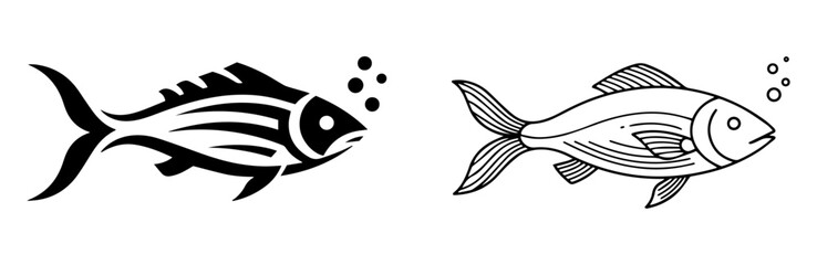 fishes swimming graphic black sketch vector design