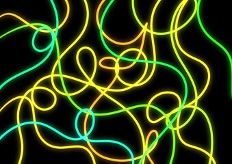 arrière-plan abstrait lumineux avec lignes néon vert jaunes