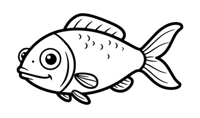 cute cartoon fish black outline sketch vector