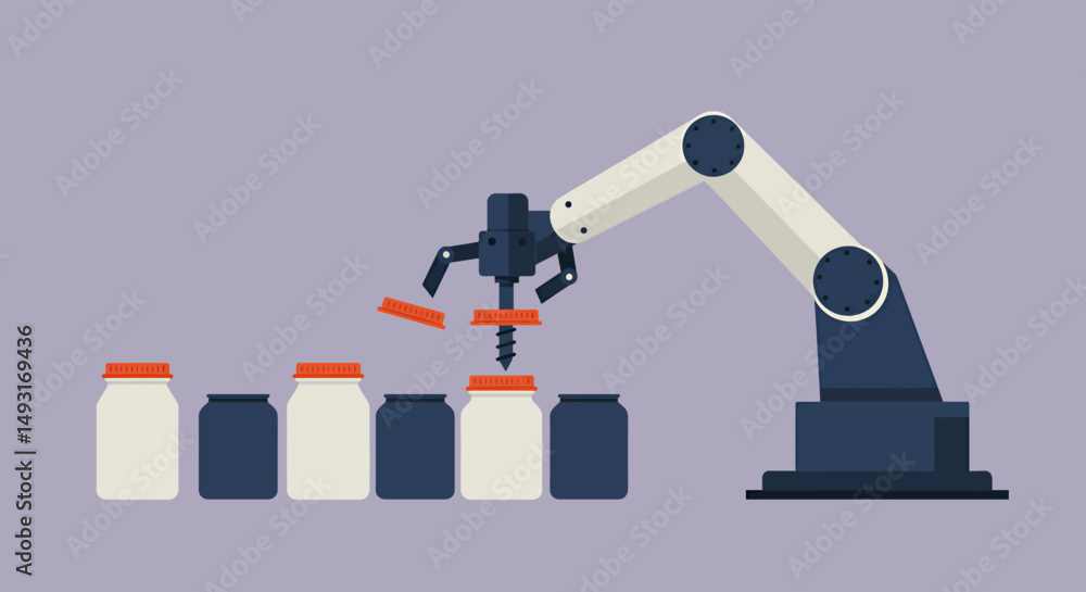 Poster automated manufacturing process of jars with robotic arm