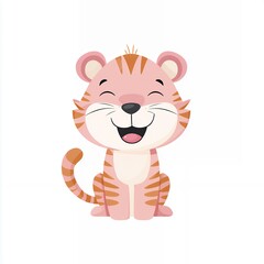 Cute Pink Cartoon Tiger Cub Illustration