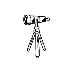 Hand Drawn Telescope Doodle Vector Black Outline Simple Illustration