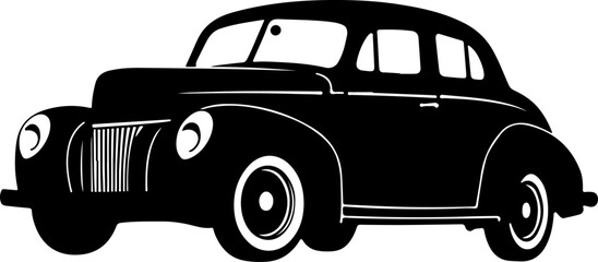 Vintage Convertible Car Silhouette