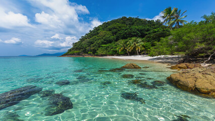 Beautiful sea ocean landscape in summer season, Asian islands, Koh Chang, Thailand, outdoor nature background	
