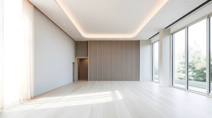 Minimalist Modern Interior with Natural Light and Wooden Accents