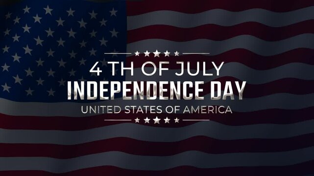 Happy 4th of July animation with waving USA flag background, Happy Independence Day united states of america