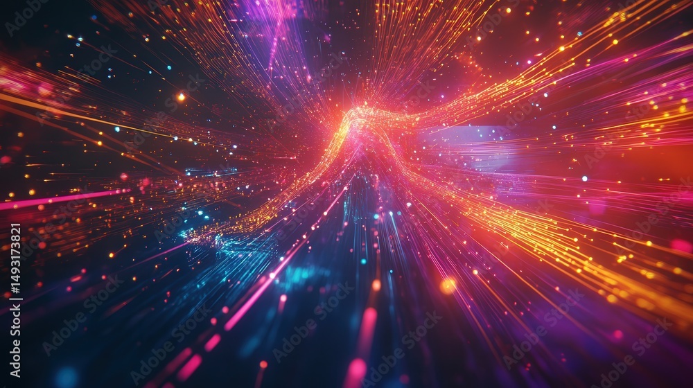 Poster interconnected lines and points, with a digital glow symbolizing the interconnected nature of ai sys