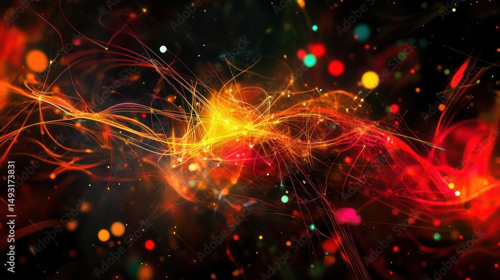 Poster interconnected lines and points, with a digital glow symbolizing the interconnected nature of ai sys