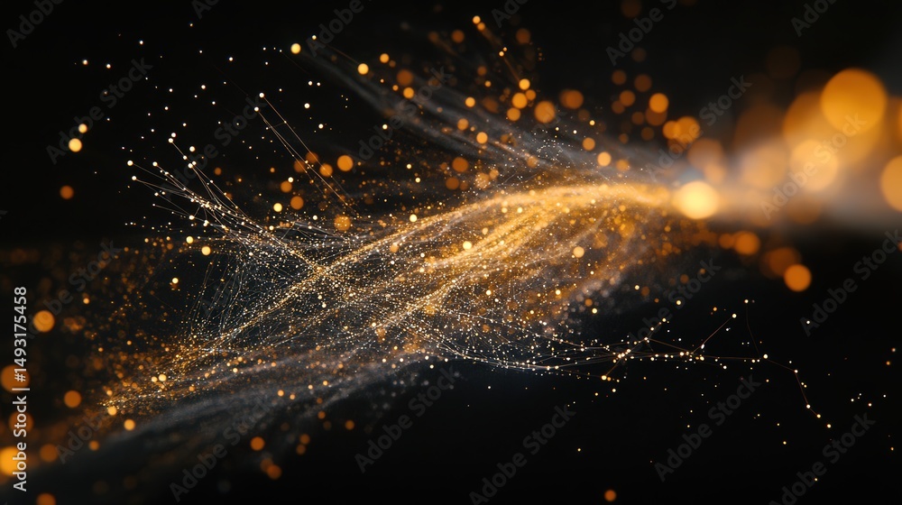 Poster glowing points and lines that continuously evolve, representing the complex structure and learning p