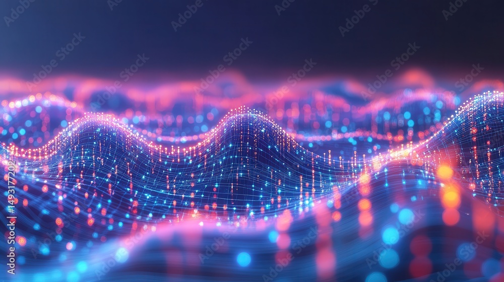 Poster digital network background with interconnected points and lines, illustrating the concept of technol