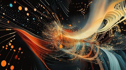 geometric lines and dots interconnected with digital precision, showcasing the flow of information in artificial intelligence systems