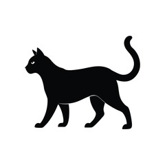 Graceful Cat Side Vector Silhouette Art