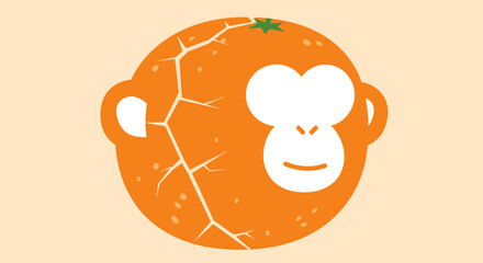 Orange Monkey Cartoon Illustration
