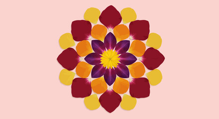 Colorful Floral Mandala Design With Flower Petals
