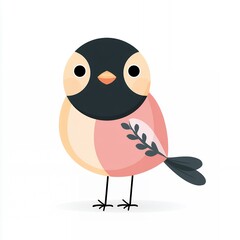 Cute Cartoon Pink Bird Illustration