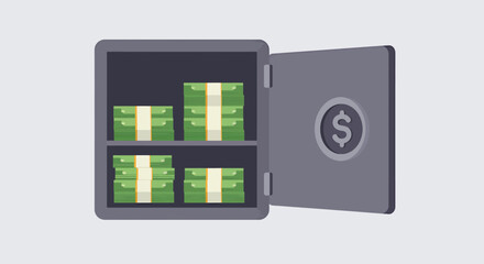 Fototapeta premium Open Safe With Stacks Of Money