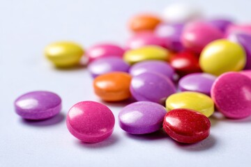 A close up of a group of candy canes with a blue and red swirl