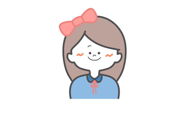 大きな赤色のりぼんをつけた人　長髪の女の子