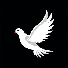 Vector Art of White Dove Flying Free on Dark Background