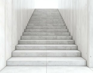Fototapeta premium Modern minimalist concrete staircase leading upwards. Light, bright, clean design. Perfect for architecture, design, and lifestyle projects.