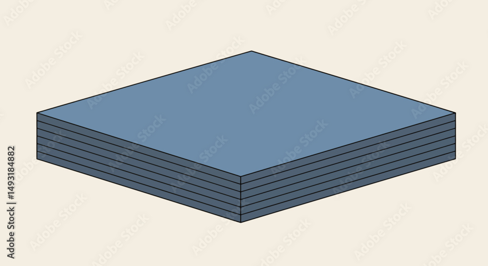 Poster 3d stacked square block in light gray background