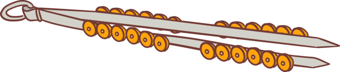 chimta ,Indian music instrument outline drawing clipart