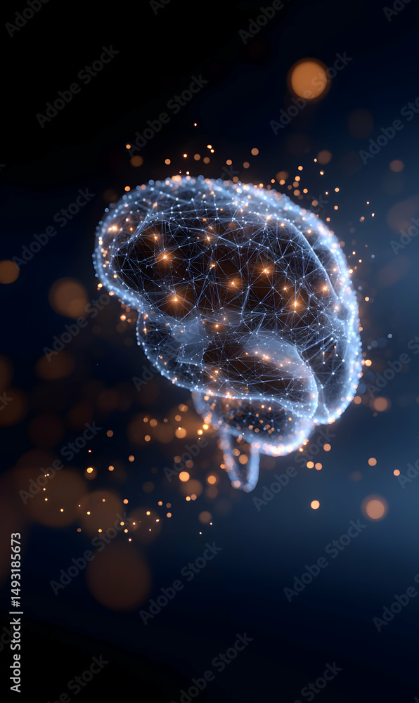 Aufkleber artificial intelligence brain with neural network connections showcasing futuristic technology conce