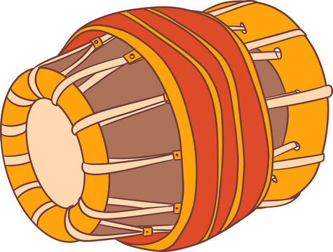 thavil ,Indian music instrument outline drawing clipart
