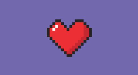 Obraz premium Pixelated Red Heart On Purple Background