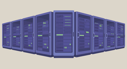 Row Of Server Racks In A Data Center