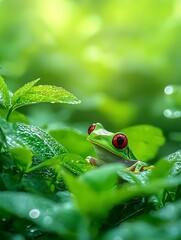 Jungle frog amidst lush greenery