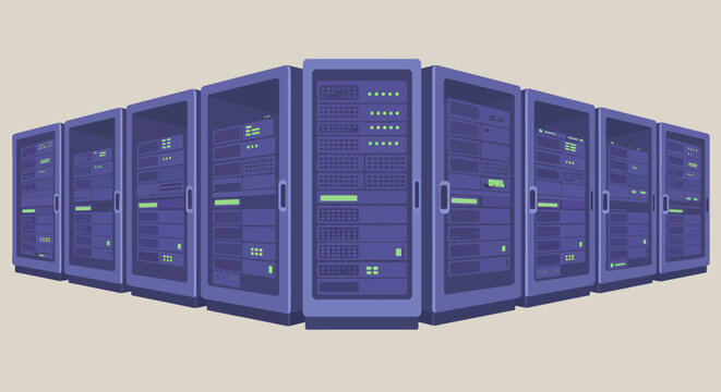 Row Of Server Racks In A Data Center