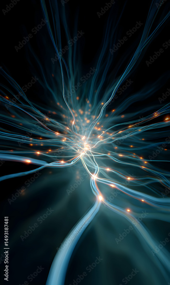 Poster interconnected neural pathways forming complex networks symbolizing communication and knowledge tran